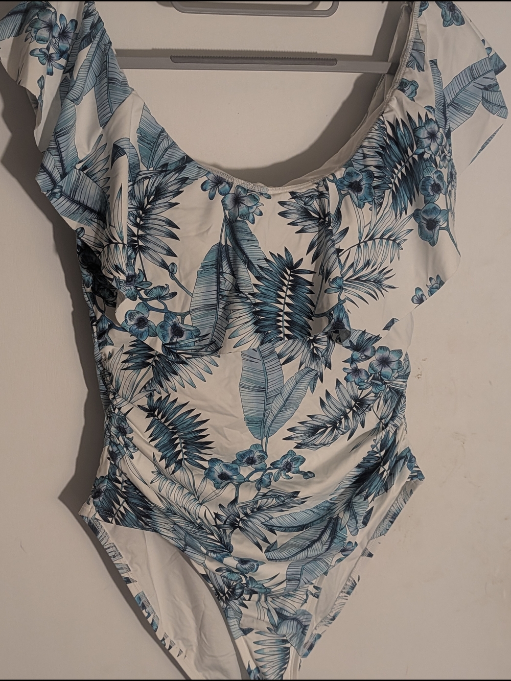 La Blanca White and Teal Floral One-Piece Swim